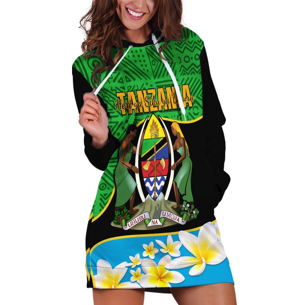 Personalised Tanzania Independence Day Hoodie Dress Heri ya Siku ya Uhuru African Pattern - Wonder Print Shop