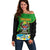 Personalised Tanzania Independence Day Off Shoulder Sweater Heri ya Siku ya Uhuru African Pattern - Wonder Print Shop