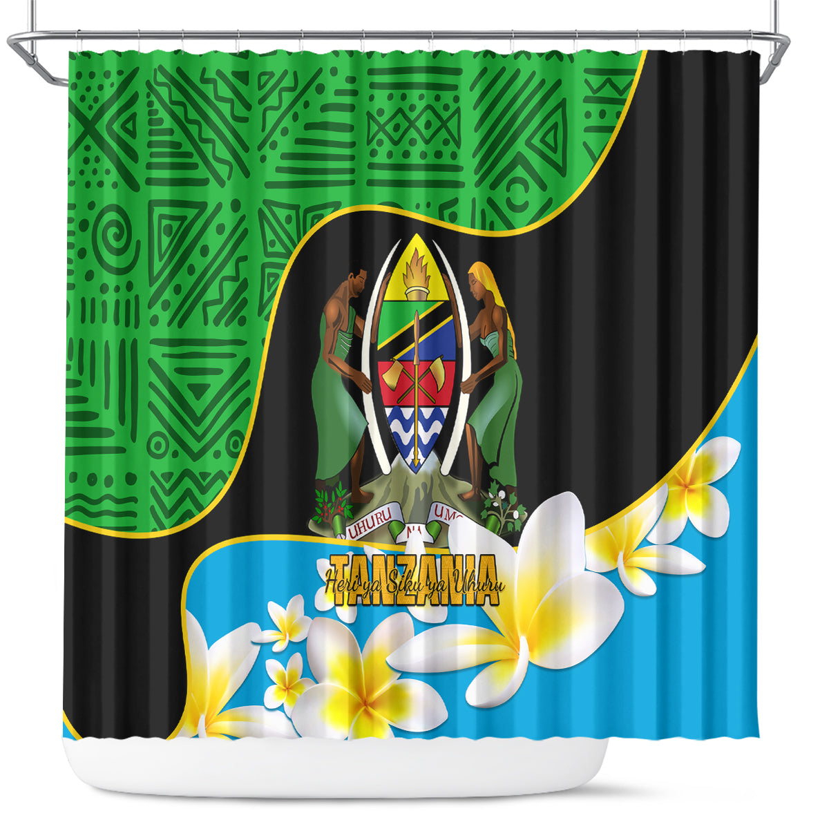 personalised-tanzania-independence-day-shower-curtain-heri-ya-siku-ya-uhuru-african-pattern