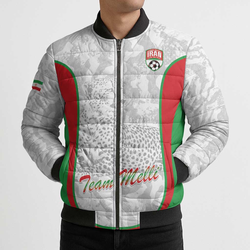 Iran Football Custom Bomber Puffer Jacket Come On Team Melli Cheetah - Wonder Print Shop