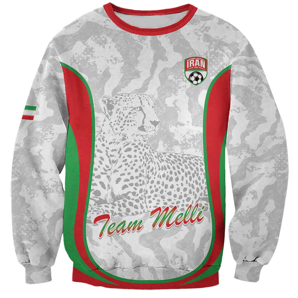 Iran Football Custom Sweatshirt Come On Team Melli Cheetah - Wonder Print Shop