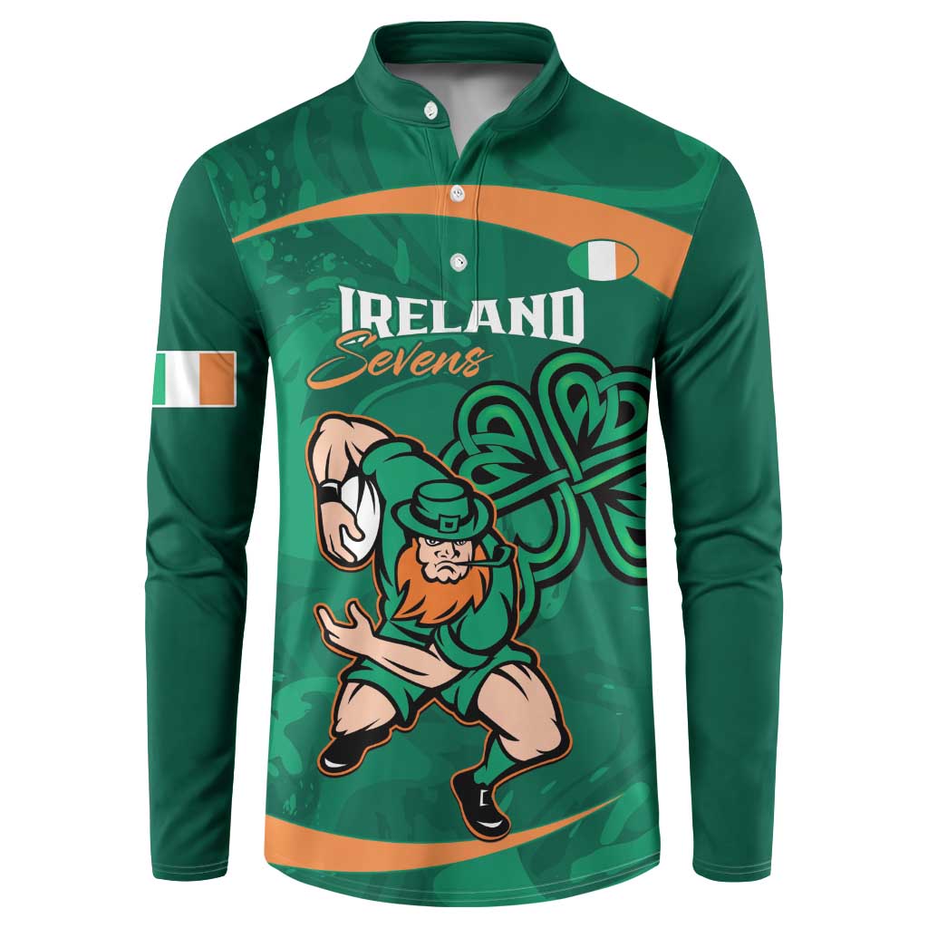 Custom Ireland Rugby Sevens Button Sweatshirt Go Champions Irish Shamrock