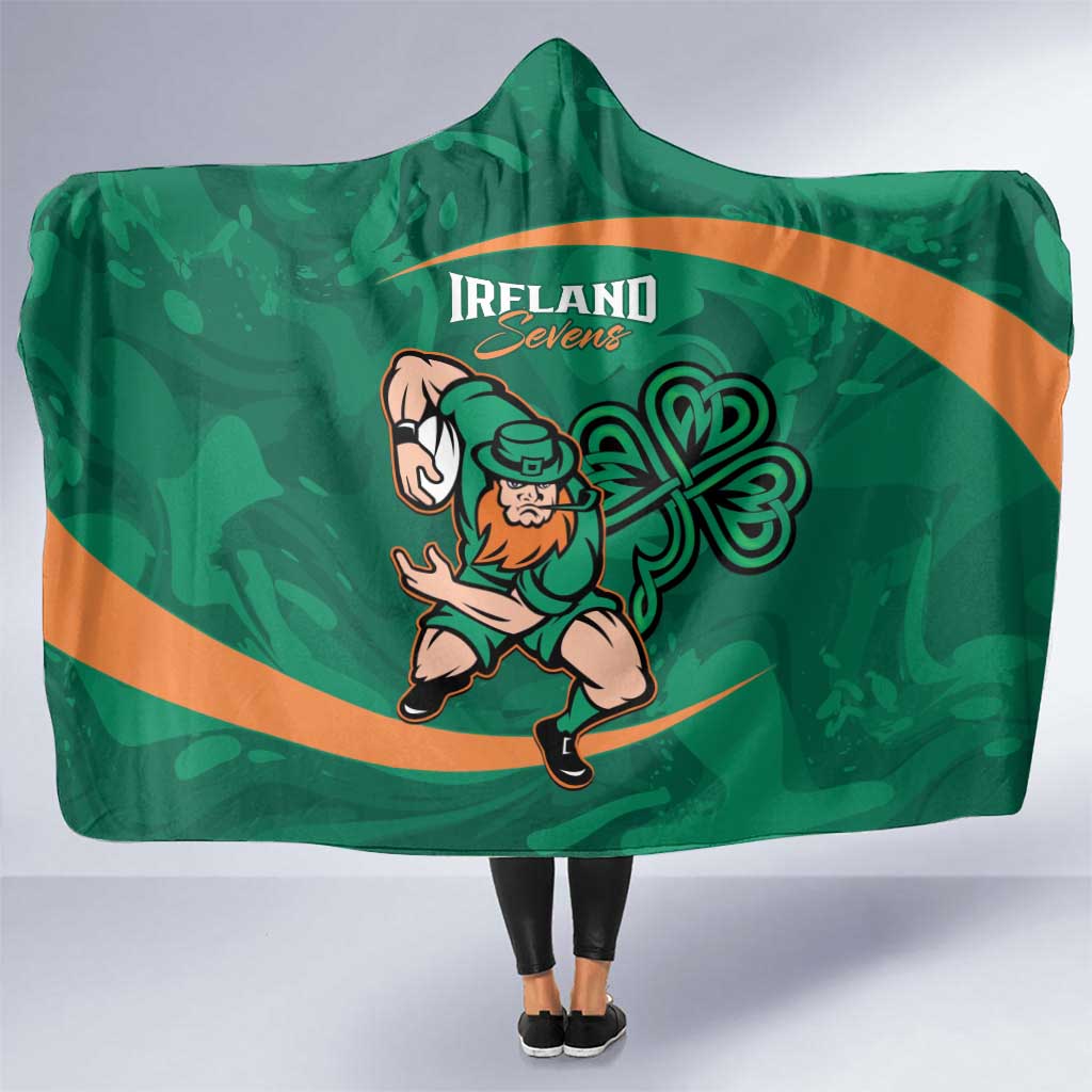 Ireland Rugby Sevens Hooded Blanket Go Champions Irish Shamrock