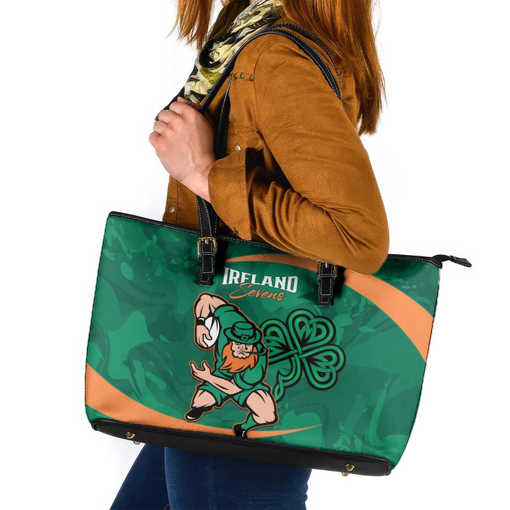 Ireland Rugby Sevens Leather Tote Bag Go Champions Irish Shamrock