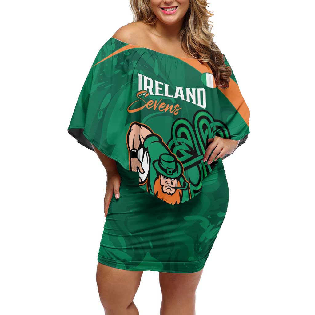 Custom Ireland Rugby Sevens Off Shoulder Short Dress Go Champions Irish Shamrock - Wonder Print Shop