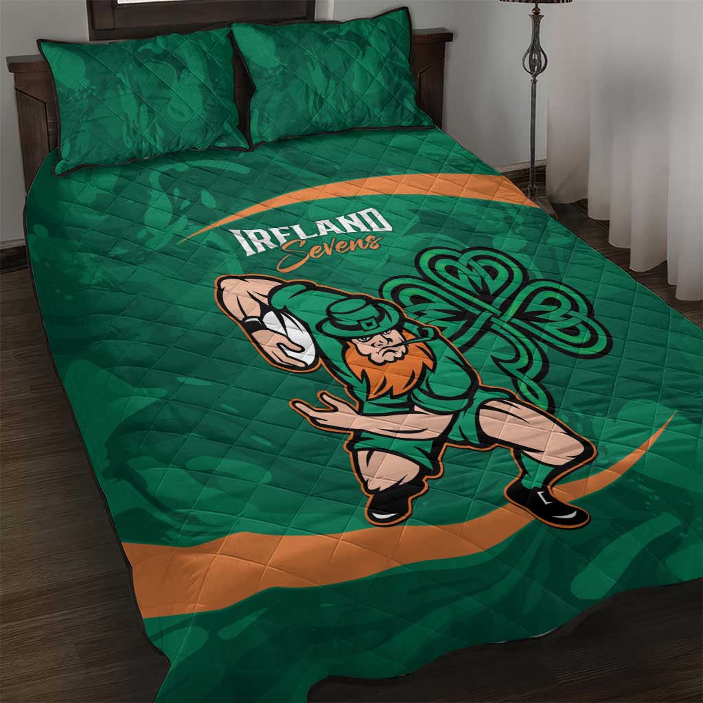 Ireland Rugby Sevens Quilt Bed Set Go Champions Irish Shamrock