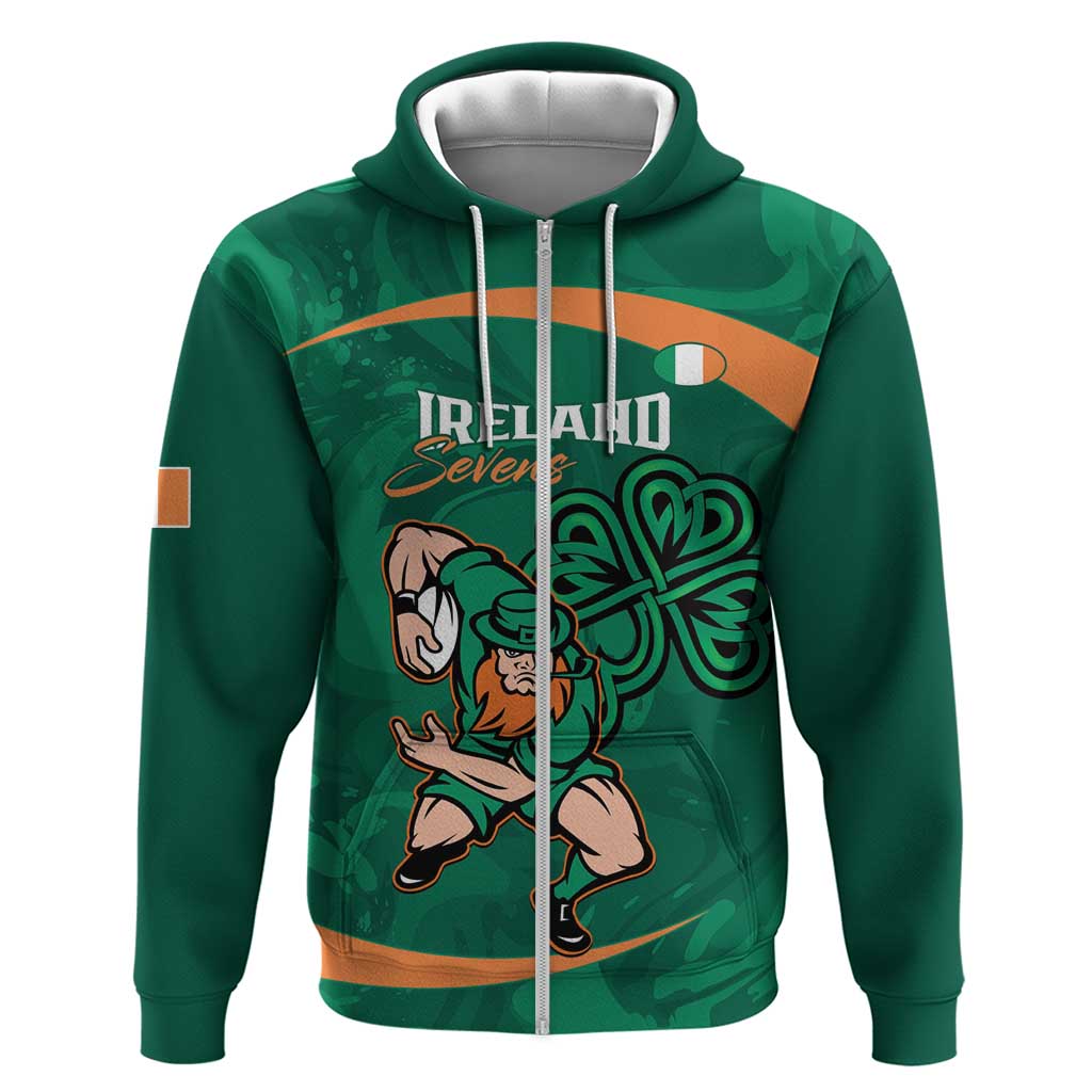 Custom Ireland Rugby Sevens Zip Hoodie Go Champions Irish Shamrock