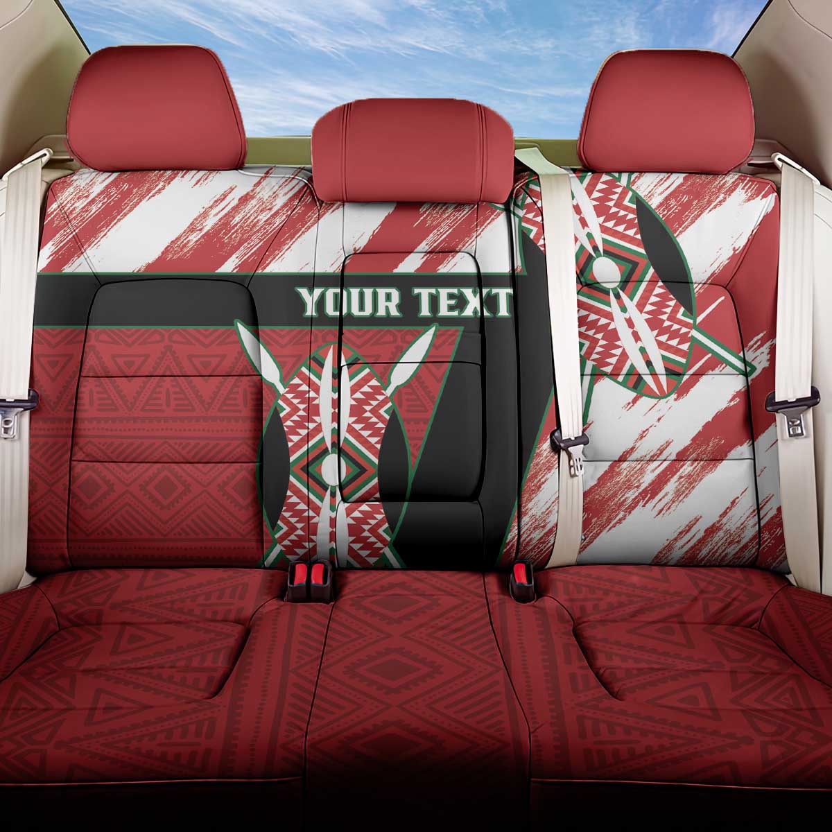 Custom Kenya Rugby Sevens Back Car Seat Cover Go Champions African Pattern - Wonder Print Shop