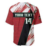 Red white black green rugby baseball jersey back with Your Text and number 14