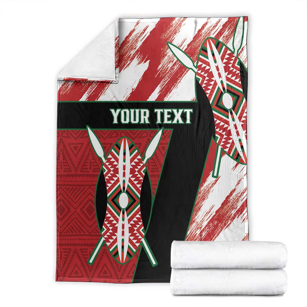 Red, white and black rugby sevens blanket set with rolled white towels, “YOUR TEXT”