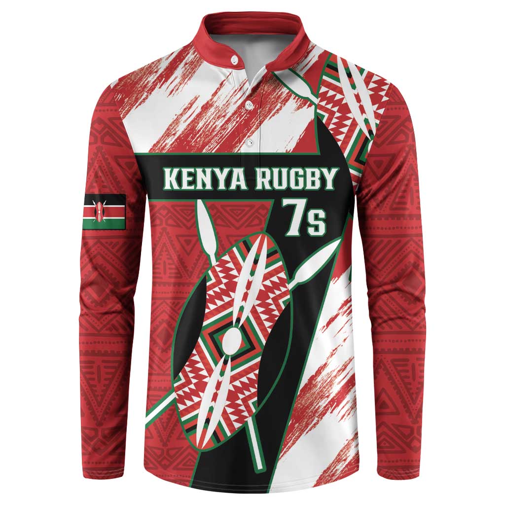 Red, white and green rugby sevens button sweatshirt with long sleeves