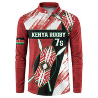 Red, white and green rugby sevens button sweatshirt with long sleeves
