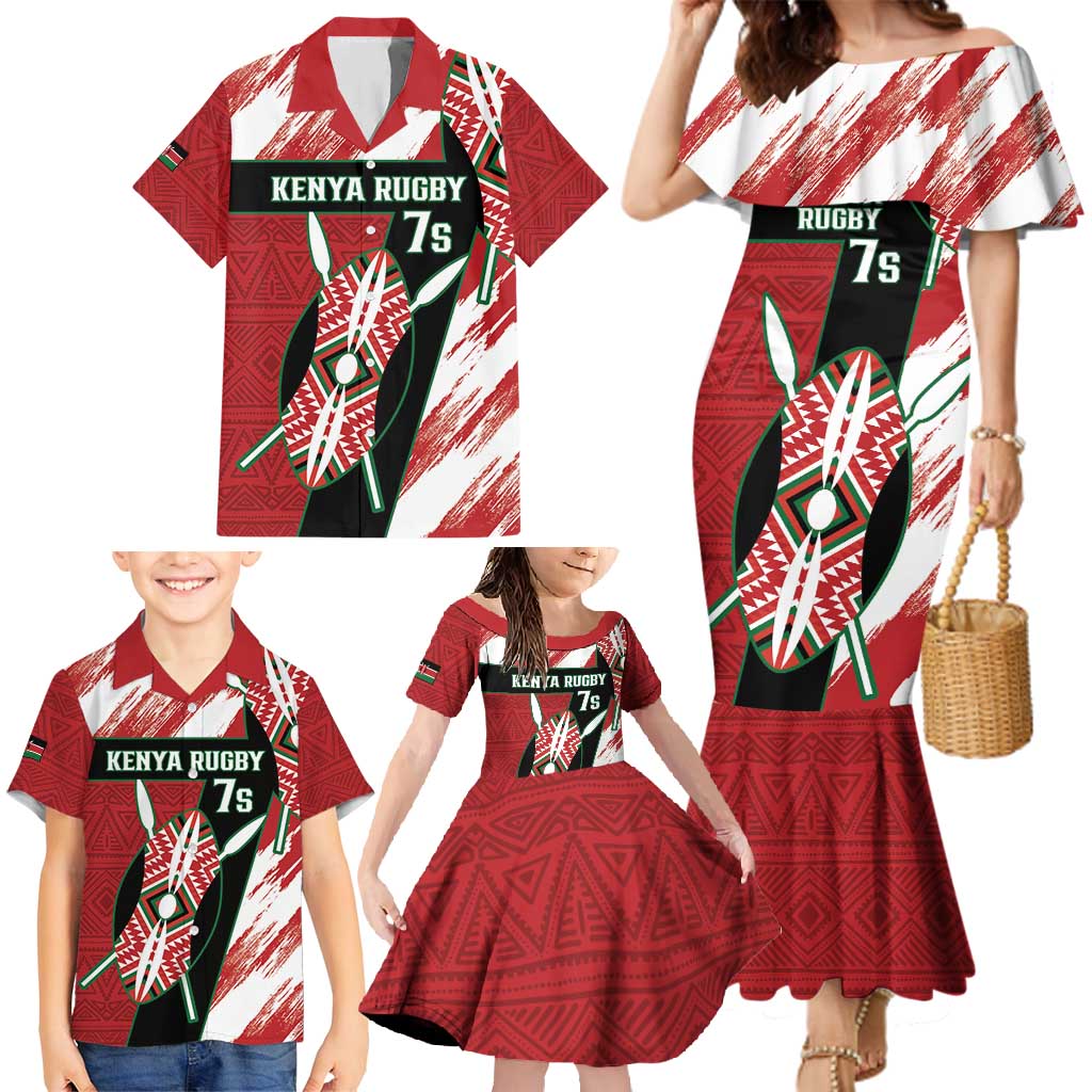 Custom Kenya Rugby Sevens Family Matching Mermaid Dress and Hawaiian Shirt Go Champions African Pattern - Wonder Print Shop