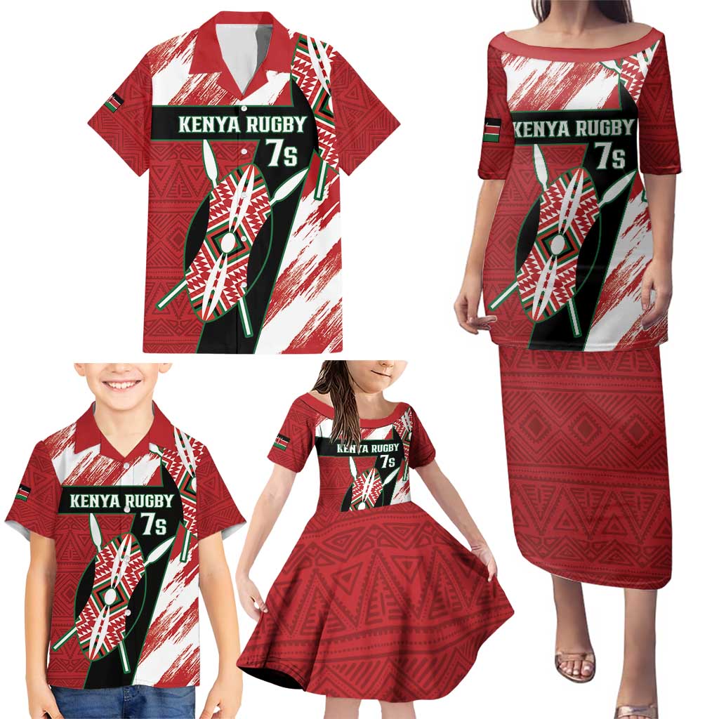 Custom Kenya Rugby Sevens Family Matching Puletasi and Hawaiian Shirt Go Champions African Pattern - Wonder Print Shop