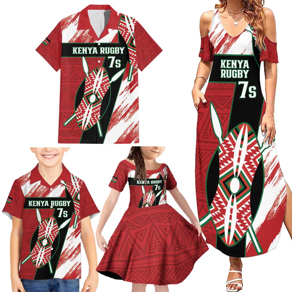 Custom Kenya Rugby Sevens Family Matching Summer Maxi Dress and Hawaiian Shirt Go Champions African Pattern - Wonder Print Shop