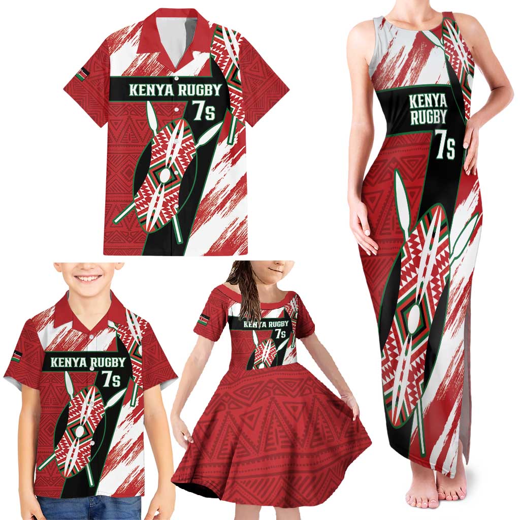 Custom Kenya Rugby Sevens Family Matching Tank Maxi Dress and Hawaiian Shirt Go Champions African Pattern - Wonder Print Shop