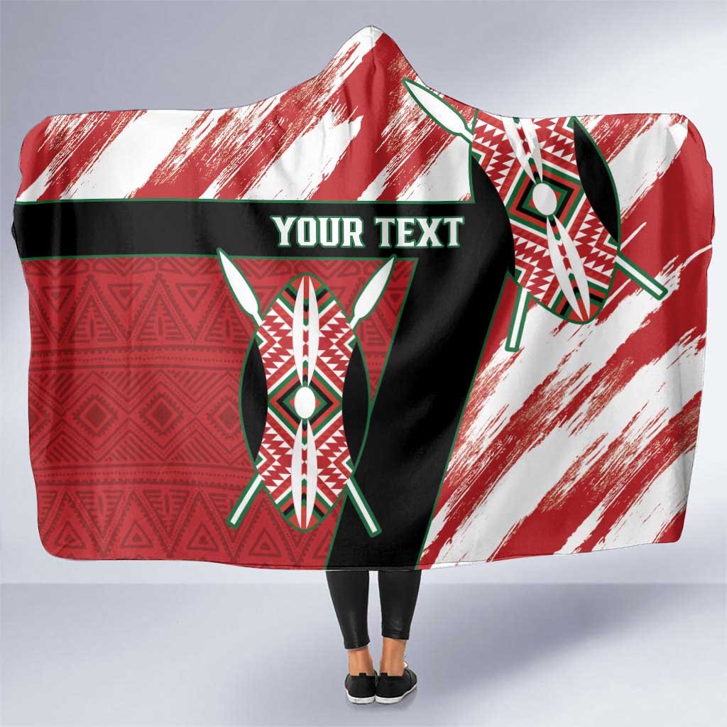 Custom Kenya Rugby Sevens Hooded Blanket Go Champions African Pattern