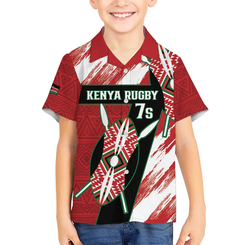 Custom Kenya Rugby Sevens Kid Hawaiian Shirt Go Champions African Pattern - Wonder Print Shop