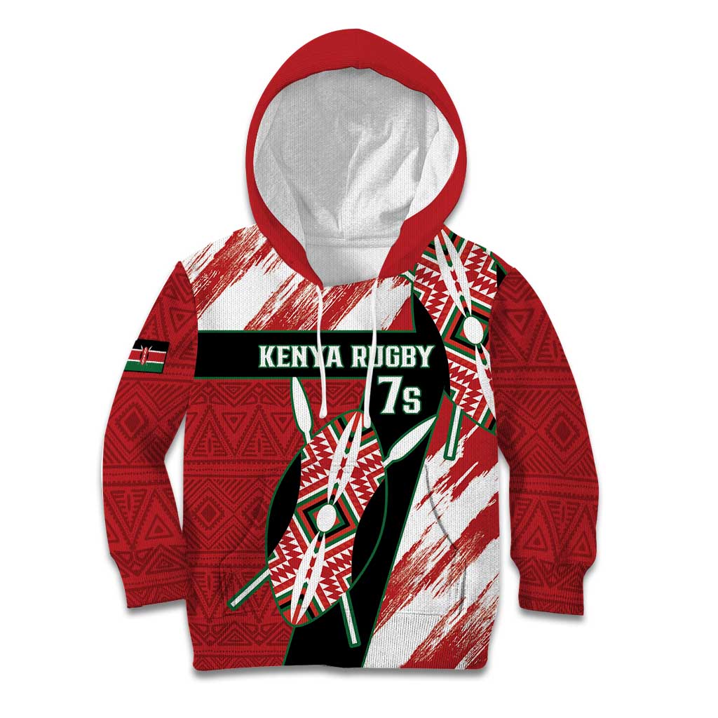 Custom Kenya Rugby Sevens Kid Hoodie Go Champions African Pattern - Wonder Print Shop