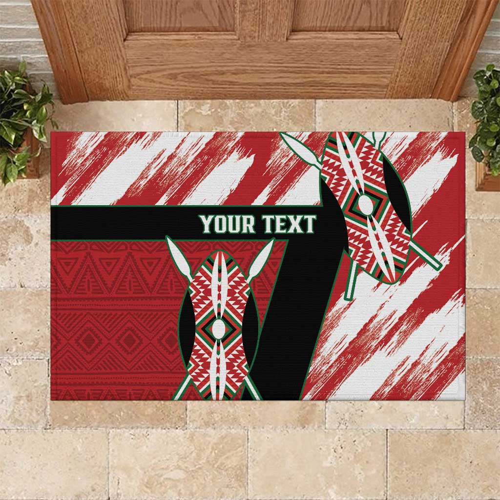 Custom Kenya Rugby Sevens Rubber Doormat Go Champions African Pattern - Wonder Print Shop