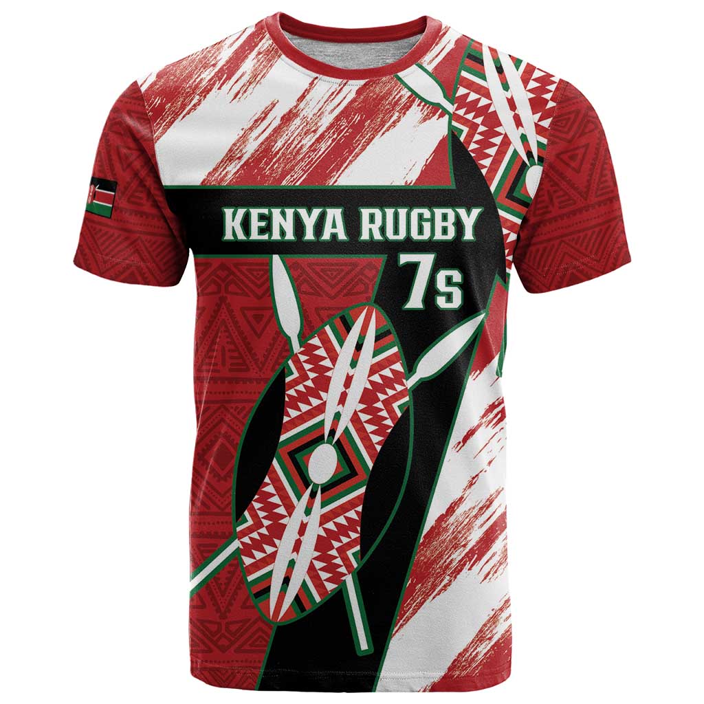 Custom Kenya Rugby Sevens T Shirt Go Champions African Pattern