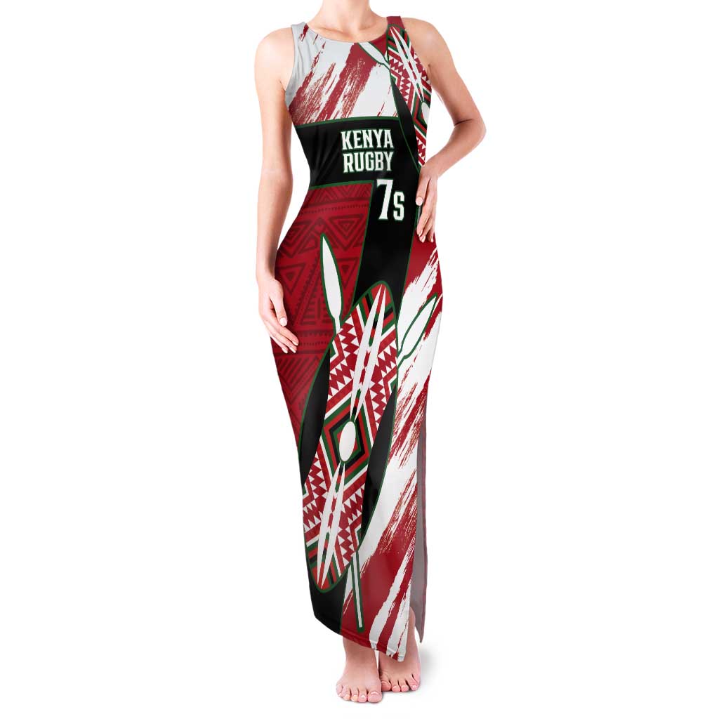 Custom Kenya Rugby Sevens Tank Maxi Dress Go Champions African Pattern - Wonder Print Shop