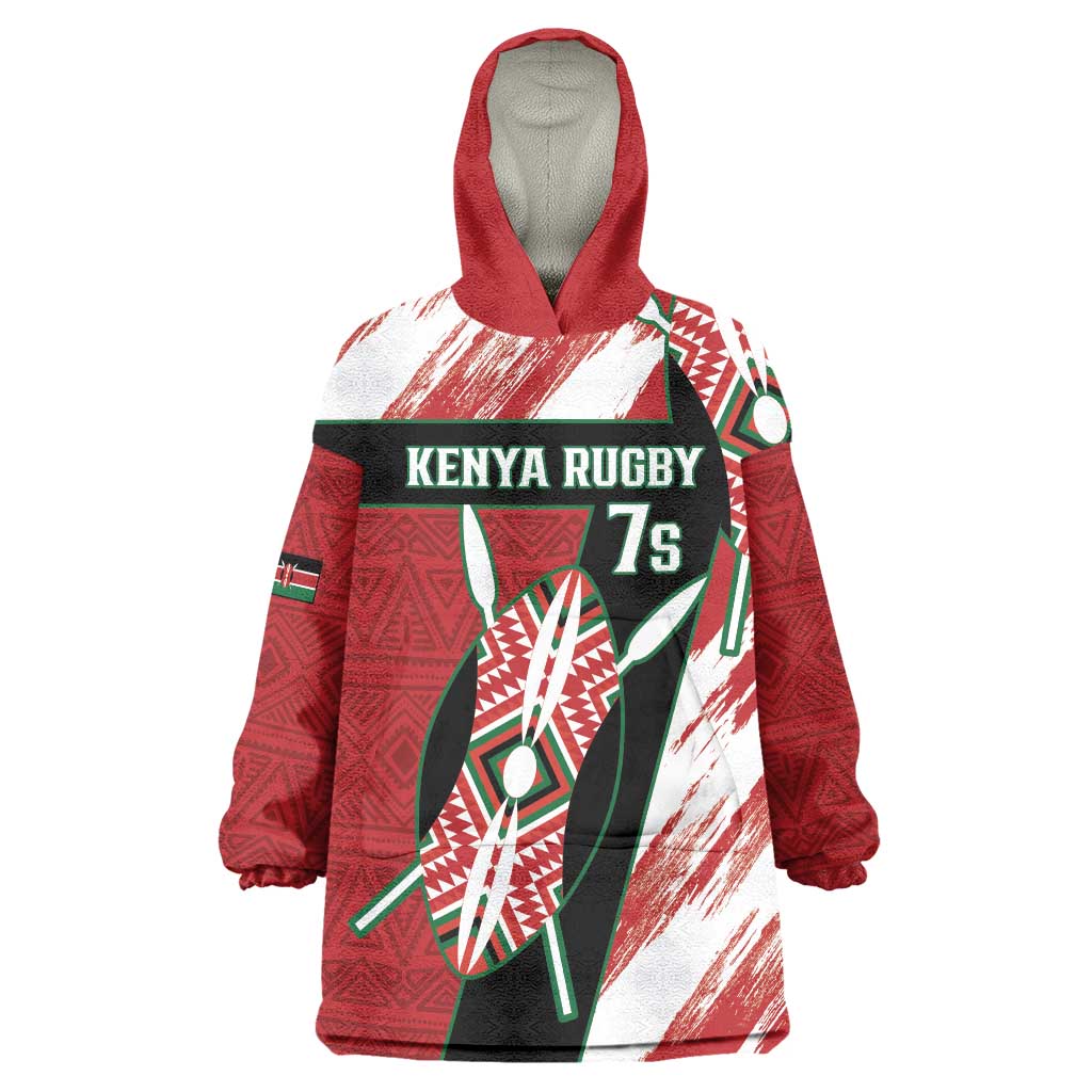 Custom Kenya Rugby Sevens Wearable Blanket Hoodie Go Champions African Pattern