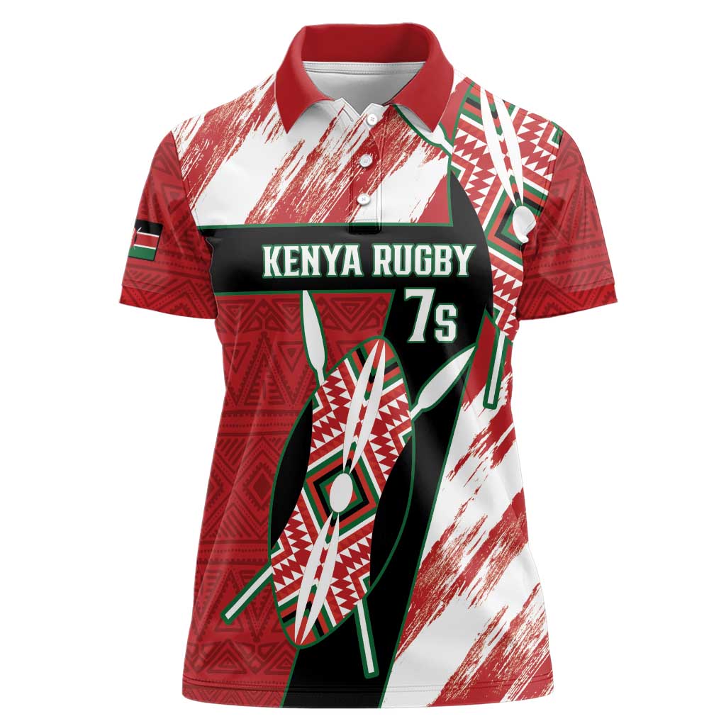 Custom Kenya Rugby Sevens Women Polo Shirt Go Champions African Pattern - Wonder Print Shop