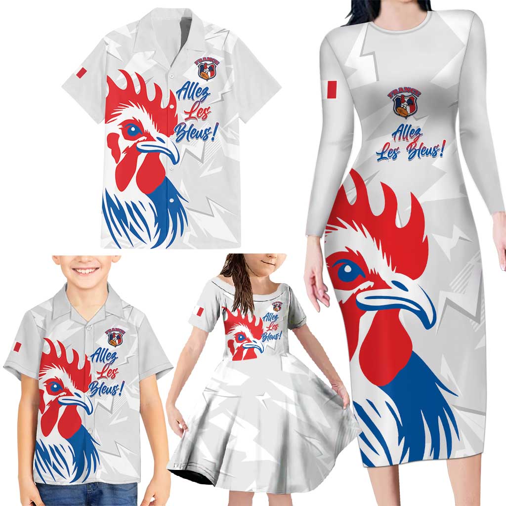 Custom France Rugby 2025 Family Matching Long Sleeve Bodycon Dress and Hawaiian Shirt Allez Les Bleus!