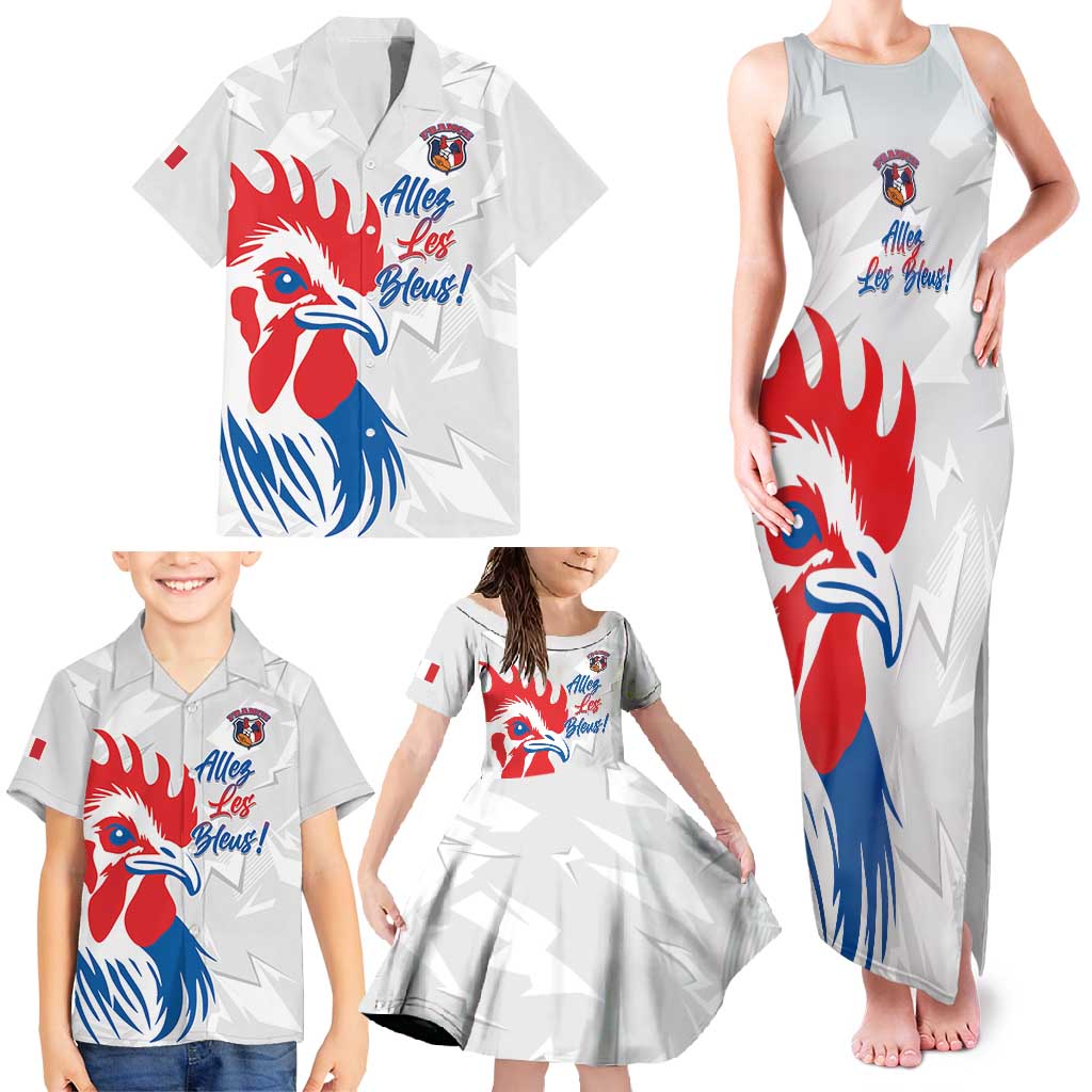 Custom France Rugby 2025 Family Matching Tank Maxi Dress and Hawaiian Shirt Allez Les Bleus!