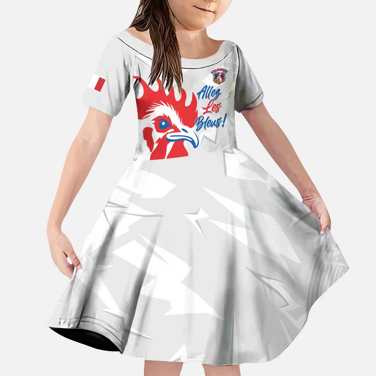 Custom France Rugby 2025 Kid Short Sleeve Dress Allez Les Bleus!