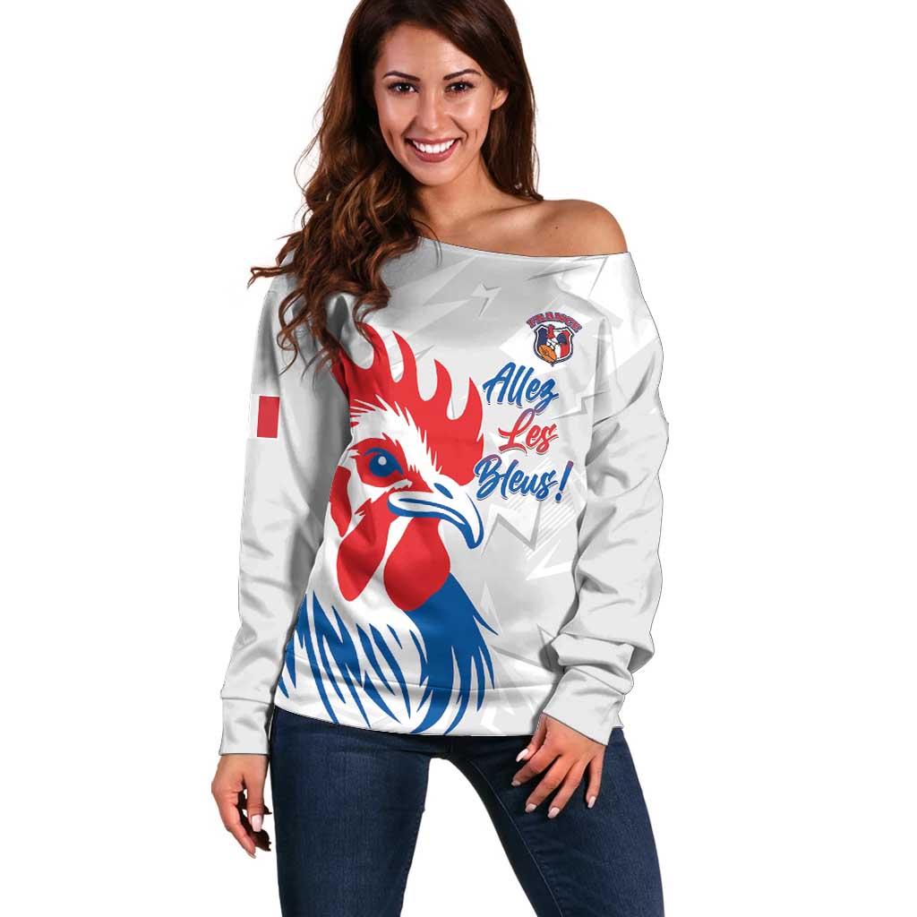 Custom France Rugby 2025 Off Shoulder Sweater Allez Les Bleus!