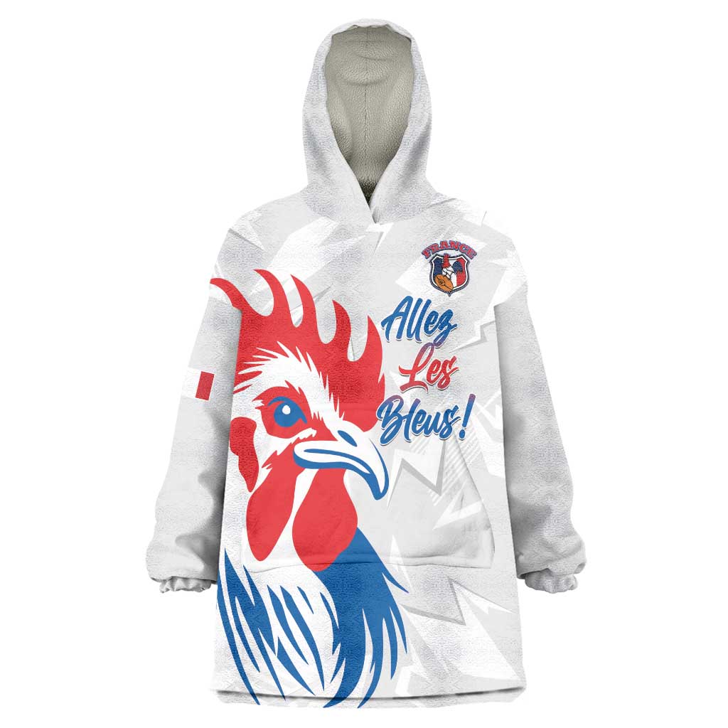 Custom France Rugby 2025 Wearable Blanket Hoodie Allez Les Bleus!