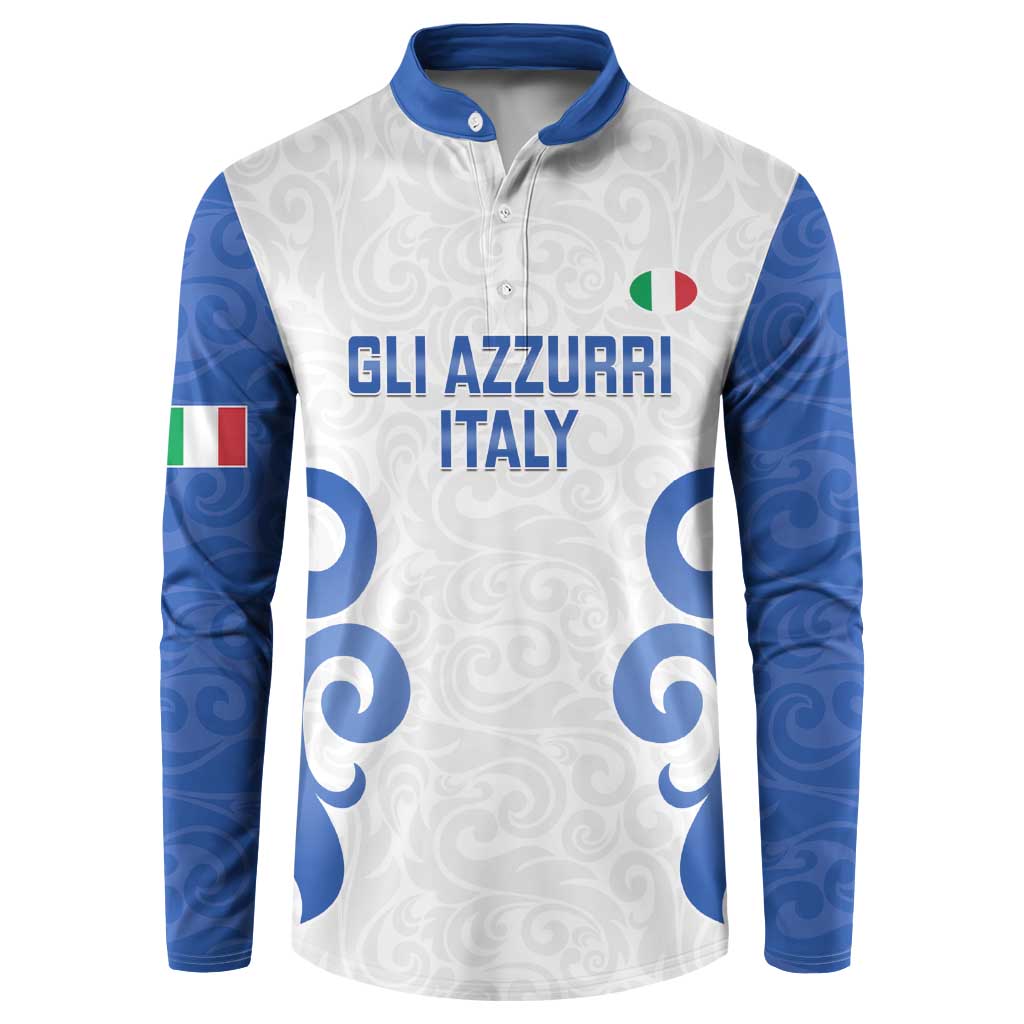 Custom Italy Rugby 2025 Button Sweatshirt Come on Gli Azzurri!