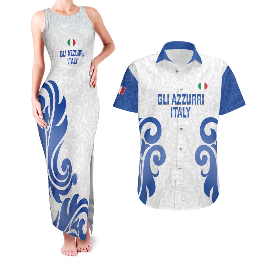 Custom Italy Rugby 2025 Couples Matching Tank Maxi Dress and Hawaiian Shirt Come on Gli Azzurri!