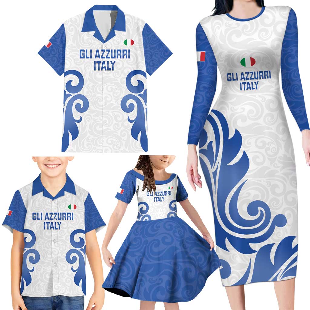 Custom Italy Rugby 2025 Family Matching Long Sleeve Bodycon Dress and Hawaiian Shirt Come on Gli Azzurri!