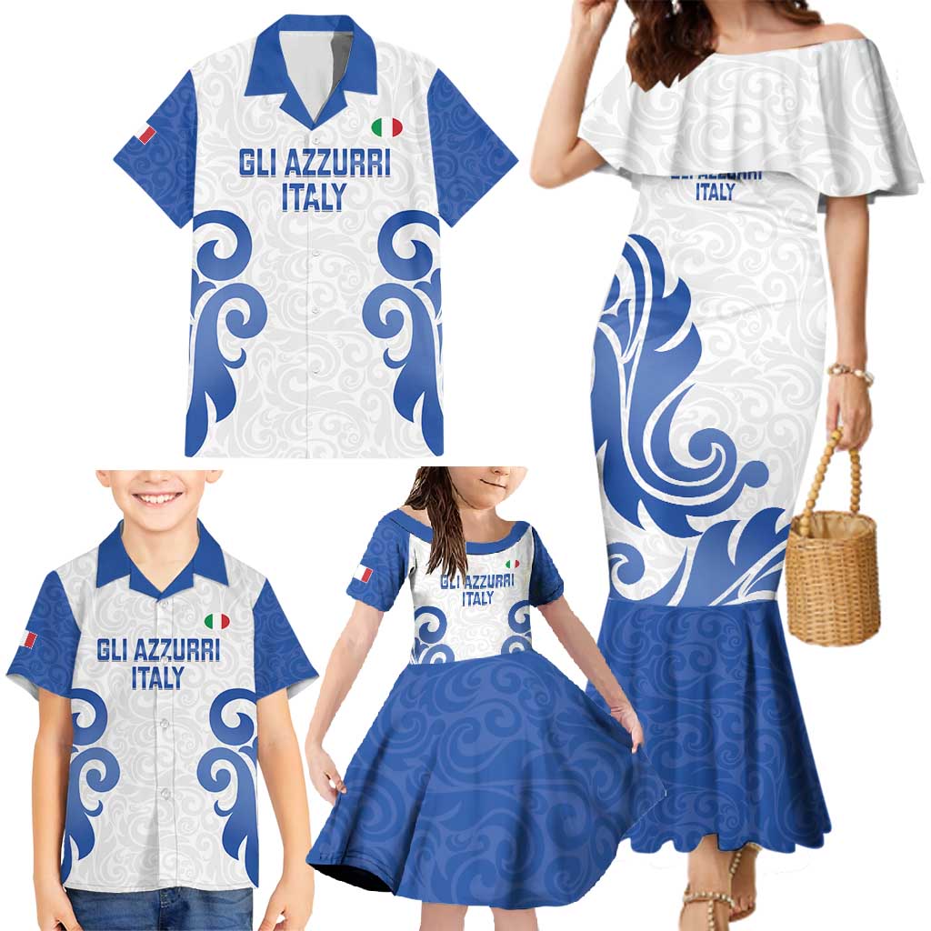 Custom Italy Rugby 2025 Family Matching Mermaid Dress and Hawaiian Shirt Come on Gli Azzurri!