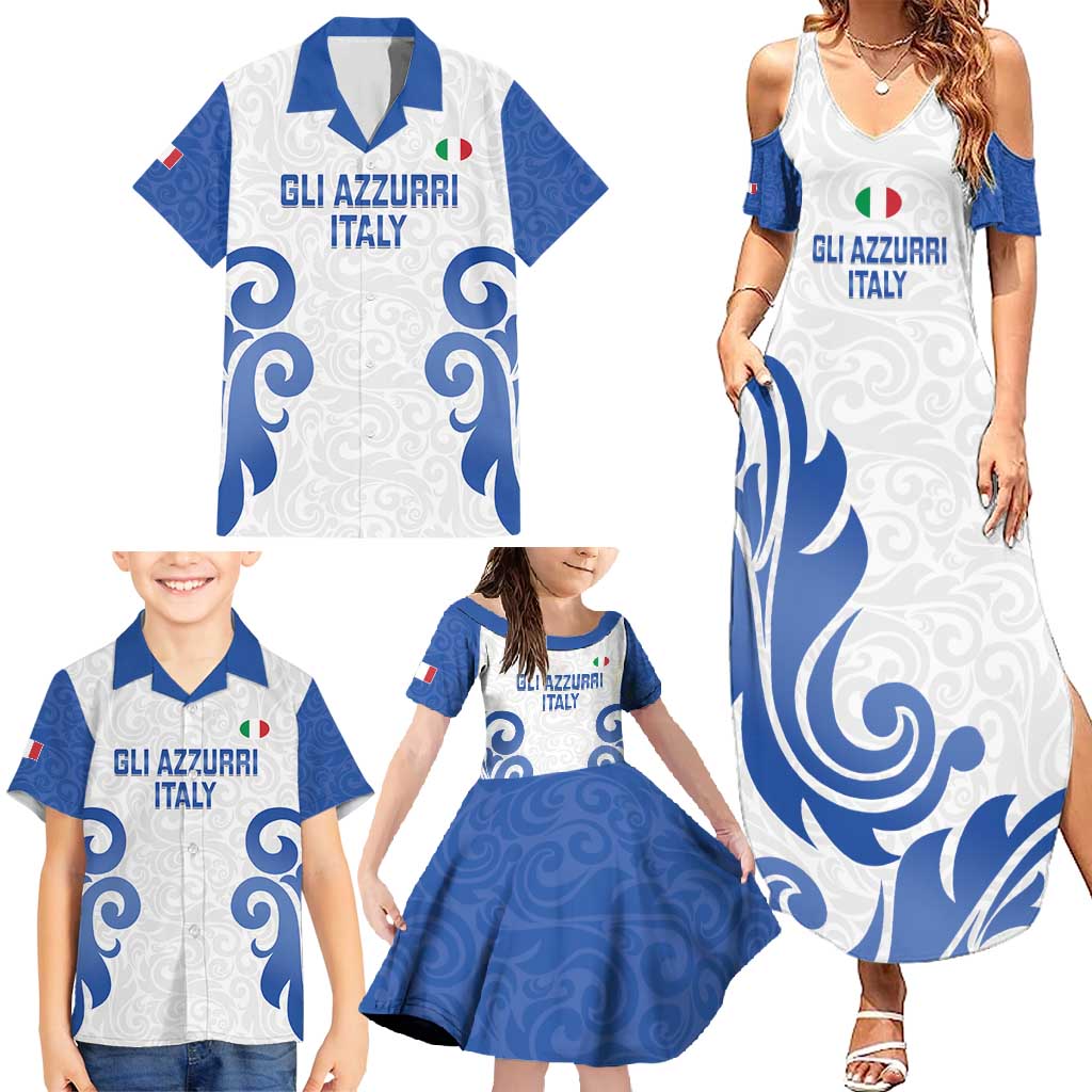 Custom Italy Rugby 2025 Family Matching Summer Maxi Dress and Hawaiian Shirt Come on Gli Azzurri!