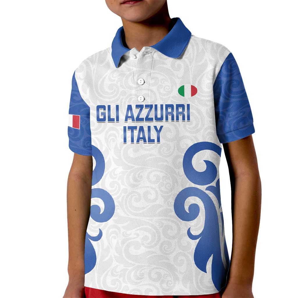 Custom Italy Rugby 2025 Kid Polo Shirt Come on Gli Azzurri!