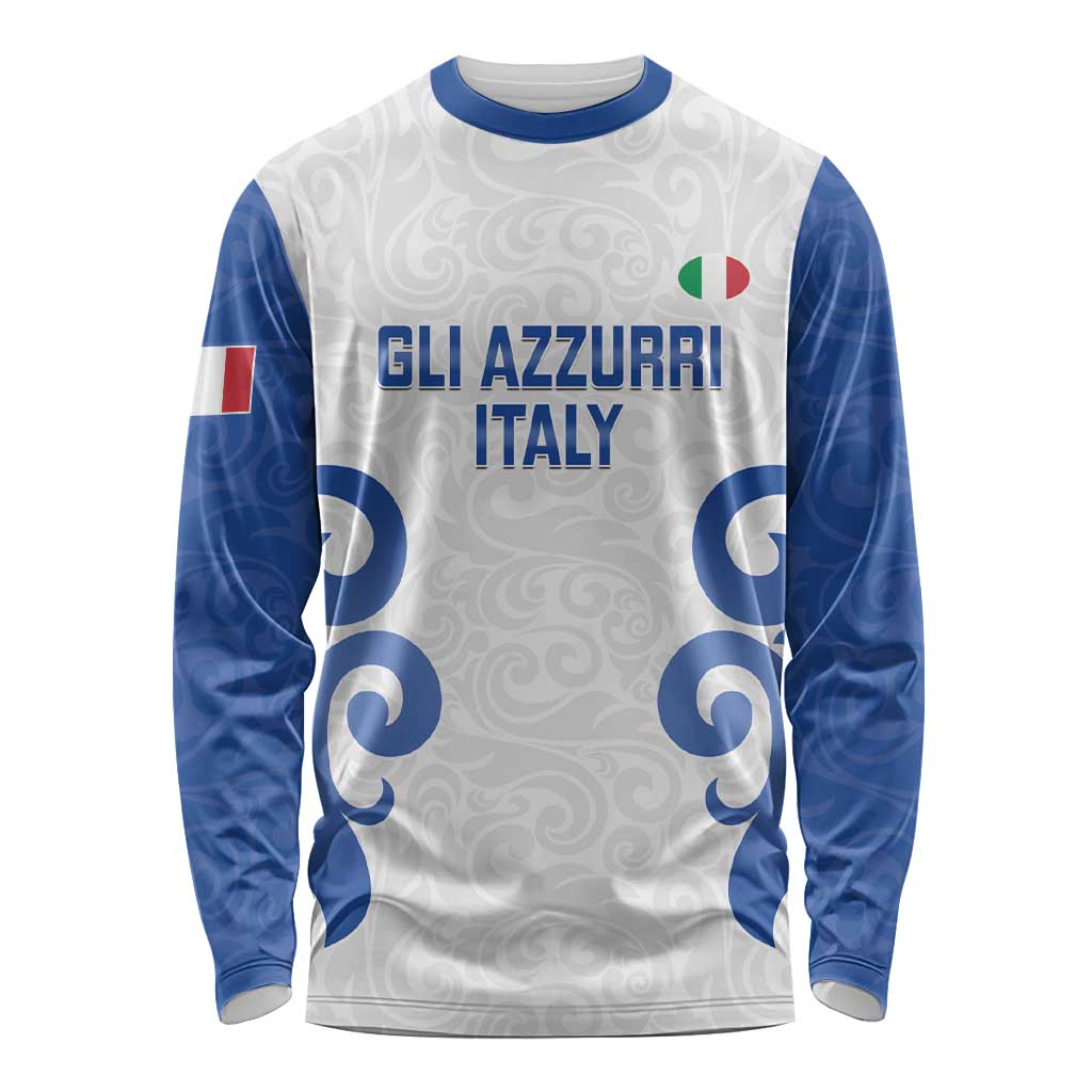 Custom Italy Rugby 2025 Long Sleeve Shirt Come on Gli Azzurri!