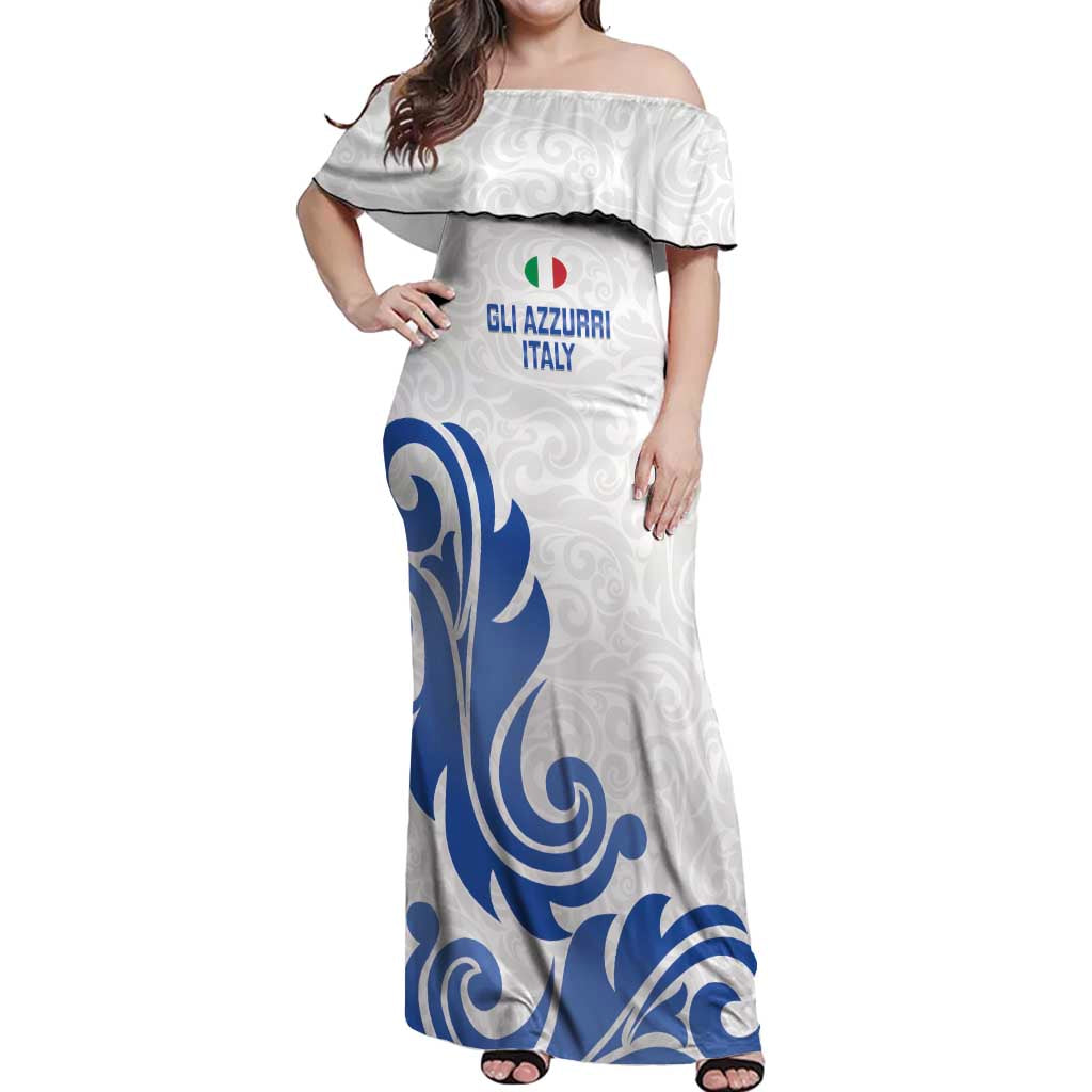 Custom Italy Rugby 2025 Off Shoulder Maxi Dress Come on Gli Azzurri!