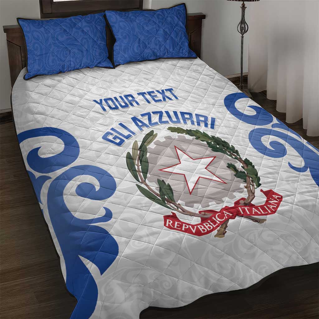 Custom Italy Rugby 2025 Quilt Bed Set Come on Gli Azzurri!