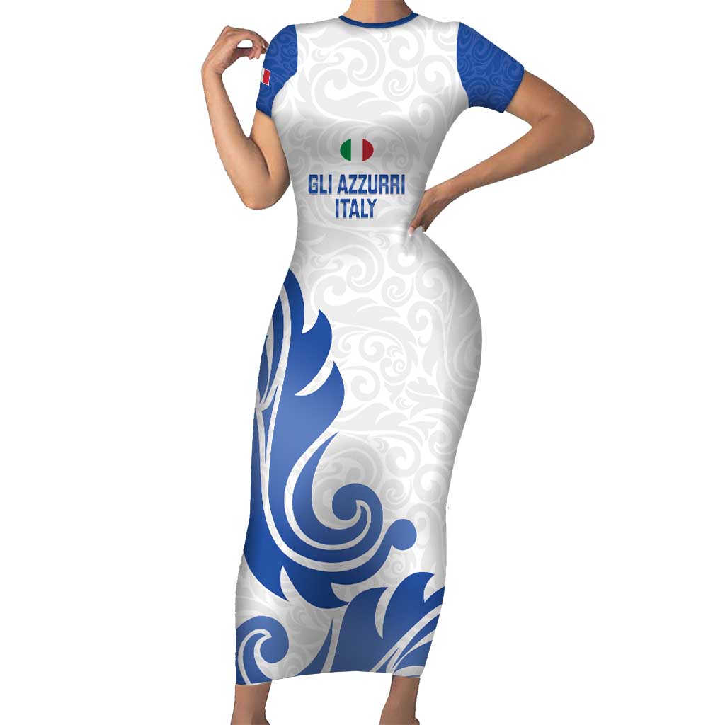 Custom Italy Rugby 2025 Short Sleeve Bodycon Dress Come on Gli Azzurri!