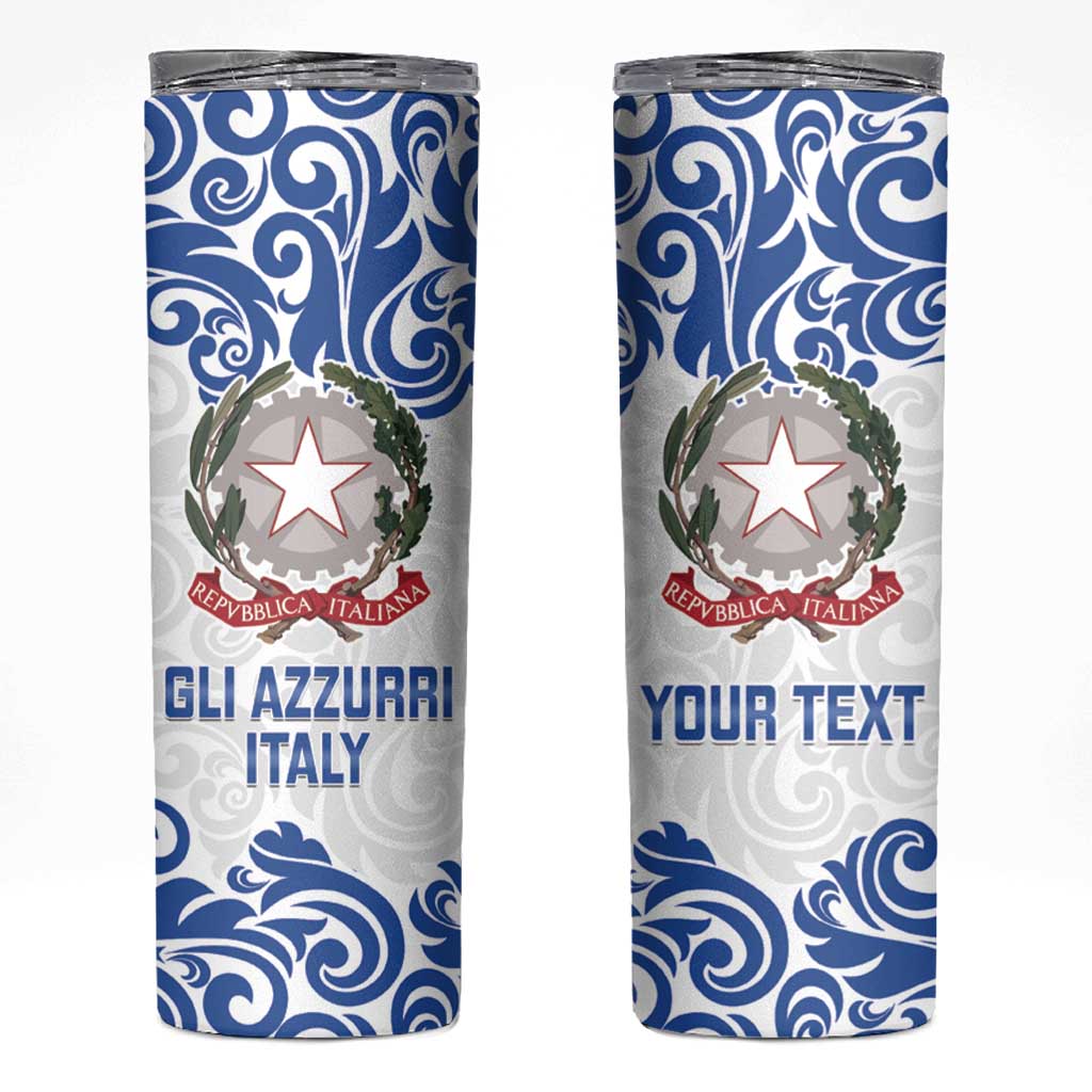 Personalised Italy Rugby 2025 Skinny Tumbler Come on Gli Azzurri!