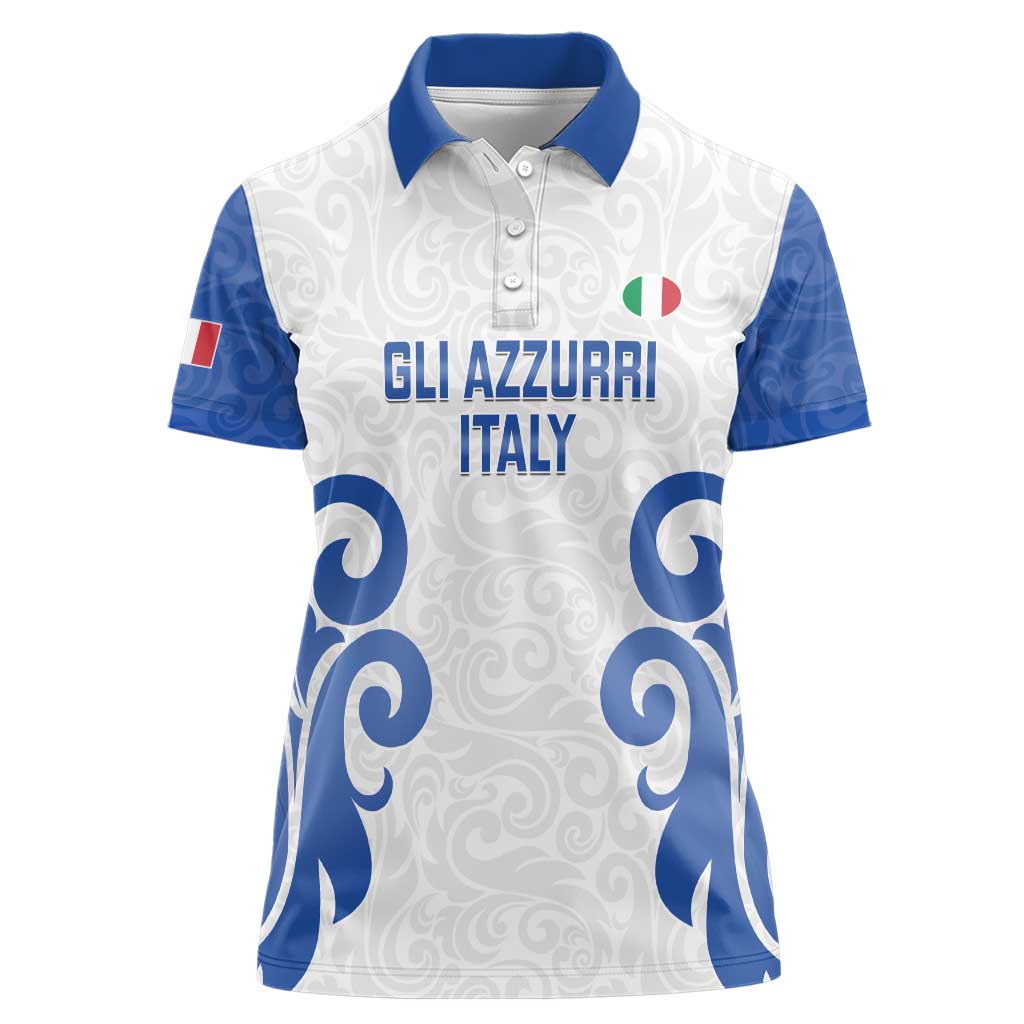 Custom Italy Rugby 2025 Women Polo Shirt Come on Gli Azzurri!