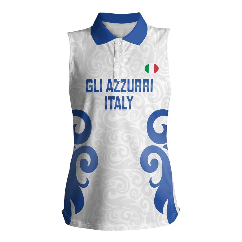 Custom Italy Rugby 2025 Women Sleeveless Polo Shirt Come on Gli Azzurri!