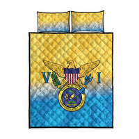 US Virgin Islands Quilt Bed Set Coat Of Arms Grunge Style