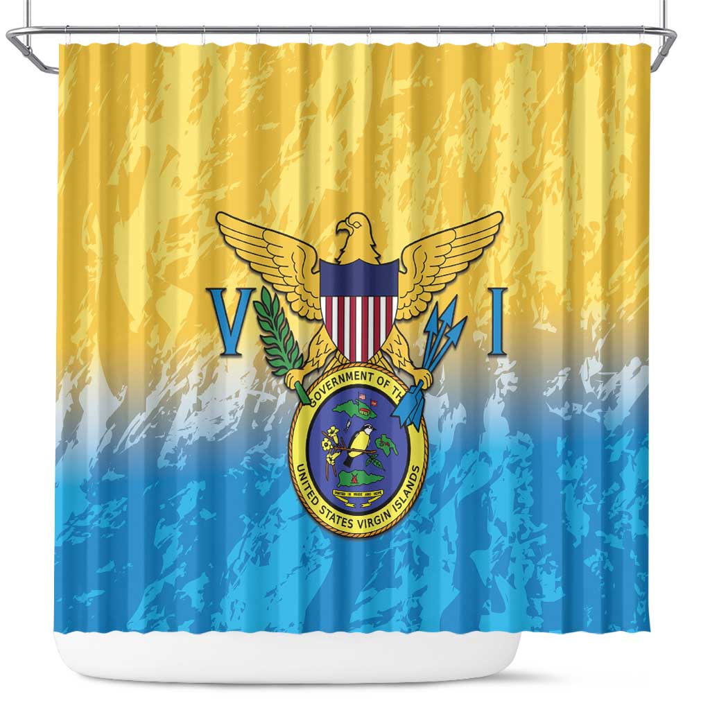 US Virgin Islands Shower Curtain Coat Of Arms Grunge Style