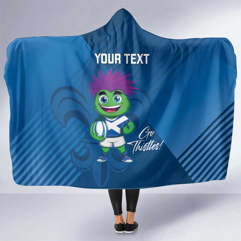 Custom Scotland Rugby 2025 Hooded Blanket Funny Thistle Mascot Go Scottish!