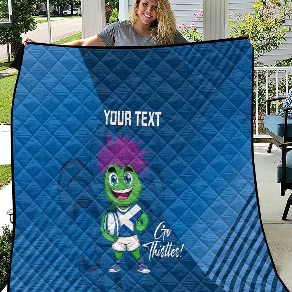 Custom Scotland Rugby 2025 Quilt Funny Thistle Mascot Go Scottish!